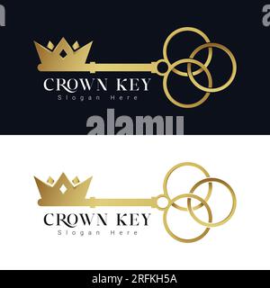 Luxuriöses Crown Key Logo Design Vintage Key Logo Stock Vektor