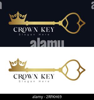 Luxuriöses Crown Key Logo Design Vintage Key Logo Stock Vektor