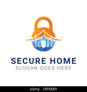 Haus Sicherheitsschloss Logo Design Haus Cyber Sicherheitsschloss Stock Vektor