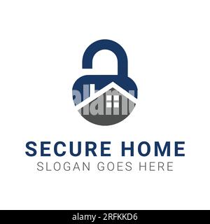 Haus Sicherheitsschloss Logo Design Haus Cyber Sicherheitsschloss Stock Vektor