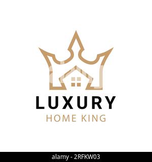 Luxuriöses Zuhause mit Crown Logo-Design Stock Vektor