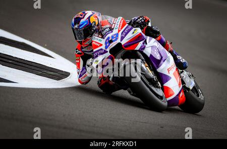 Jorge Martin von Prima Pramac Racing während des kostenlosen Trainings vor dem Monster Energy Grand Prix 2023 in Silverstone, Towcester. Foto: Freitag, 4. August 2023. Stockfoto