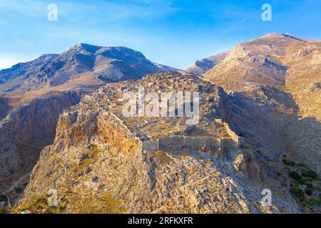 Ruinen der byzantinischen Burg Chora, Kalymnos, Griechenland Stockfoto