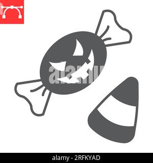 Süßigkeiten-Glyphe-Symbol, halloween und Feiertag, Gruselsüßchen-Vektorsymbol, Maisbonbons-Vektorgrafiken, bearbeitbares Strich-Symbol, 10. Stock Vektor