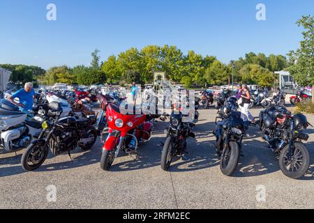 33. Ausgabe der BBW (Brescoudos Bike Week), die größte Motorradveranstaltung in der Region. Wir fahren nach Colombiers. Occitanie, frankreich Stockfoto