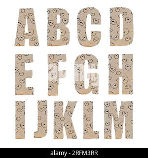 Geschliffenes, strukturiertes Papier mit dem Buchstaben Beige Stockfoto