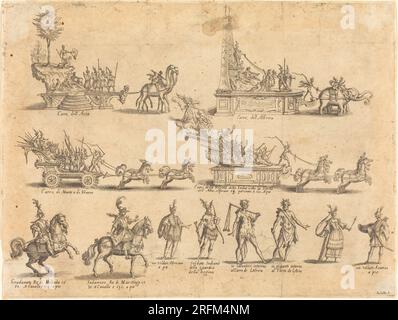 Jacques Callot, Floats und Teilnehmer, 1616, Ätzen, Rosenwald-Sammlung, 1949,5.333' Stockfoto