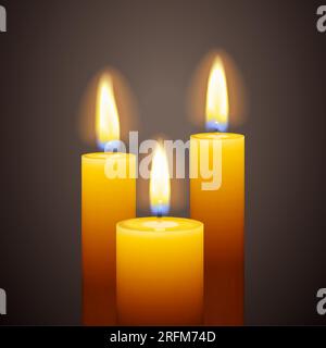 Satz von drei brennende Kerzen Stock Vektor