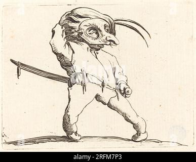 Jacques Callot, maskierter Mann mit gedrehten Füßen, c. 1622, Gravur und Gravur, R.L. Baumfeld Kollektion, 1969.15.439 M Stockfoto