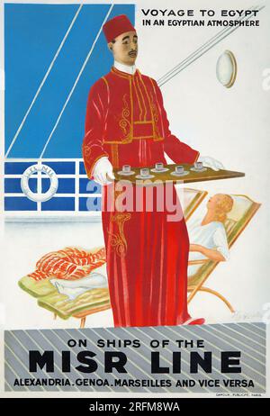 Poster – MISR-Linie. Vintage-Werbeplakat von Leonetto Cappiello 1937 Stockfoto