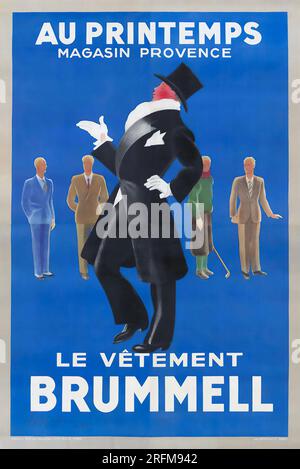 Le Vetement Brummell, Au Printemps Magasin Provence. Ca 1937 - Kunstwerke von Leonetto Cappiello Stockfoto