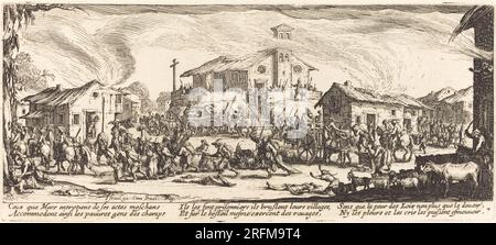 Jacques Callot, Plundering and Burning a Village, c. 1633, Ätzen, R.L. Baumfeld Kollektion, 1969.15.772 M Stockfoto