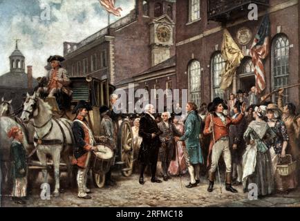 Washingtons Amtseinführung in Philadelphia durch J.L.G. Ferris. Drucken zeigt George Washington im Congress Hall in Philadelphia, 4. März 1793 an. Stockfoto