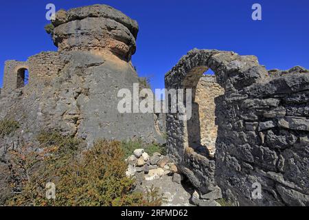 Frankreich, Departement Aveyron, Veyreau, Hermitage Saint-Michel, Madasse cirque, Jonte Gorges, Cevennes Nationalpark, Grands Causses regionaler Naturpark Stockfoto