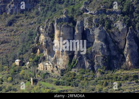 Frankreich, Departement Aveyron, Dorf Eglazines troglodyte, Gorges du Tarn Stockfoto