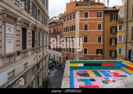 Italien, Rom, Latium, bemaltetes Dach der U-Bahnstation, Via Cavour, Cavour U-Bahnstation, Stockfoto