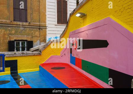 Italien, Rom, Latium, bemaltetes Dach der U-Bahnstation, Via Cavour, Cavour U-Bahnstation, Stockfoto