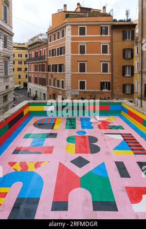 Italien, Rom, Latium, bemaltetes Dach der U-Bahnstation, Via Cavour, Cavour U-Bahnstation, Stockfoto