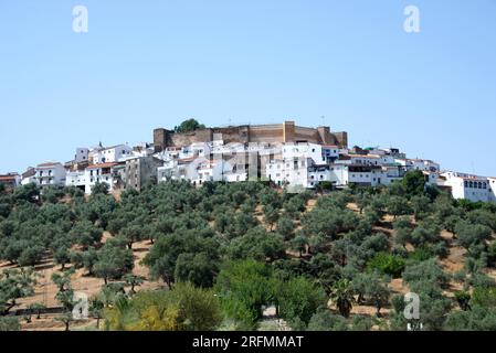 Aroche, Sierra de Aracena y Picos de Aroche Naturpark. Huelva, Andalusien, Spanien. Stockfoto