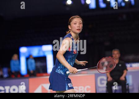 Sydney, Australien. 04. Aug. 2023. Naru Shinoya aus Japan in Aktion während des gemischten Doubles-Spiels am 4. Tag der SATHIO GROUP Australian Badminton Open 2023 zwischen Japan und Japan im Quaycenter am 4. August 2023 in Sydney, Australien. Kredit: IOIO IMAGES/Alamy Live News Stockfoto