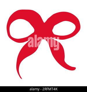 Bogen handbemalt mit Pinsel. Doodle-Haar-Schleife oder Schleife Symbol isoliert auf weißem Hintergrund Stock Vektor