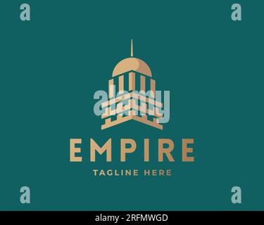 Real Estate Empire – abstrakte Geometrie – Vektorzeichen, Symbol oder Logo-Vorlage. Premium City Tower Label Konzept. Minimalistischer Grüner Hintergrund Für Emblem Stock Vektor
