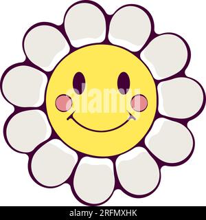 Groovy lächelnde Gänseblümchen Stock Vektor