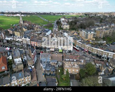 High Street Blackheath London UK Drohne aus der Vogelperspektive Stockfoto