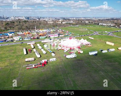 Zippos Faire Blackheath London UK Drohne aus der Vogelperspektive Stockfoto