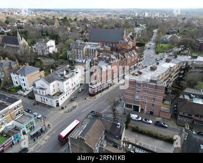 High Street Blackheath London UK Drohne aus der Vogelperspektive Stockfoto