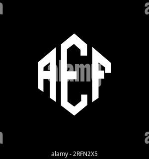 AEF-Logo in Polygonform. AEF-Polygon- und würfelförmiges Logo. AEF sechseckige Vektor-Logo-Vorlage in Weiß und Schwarz. AEF Monogr Stock Vektor
