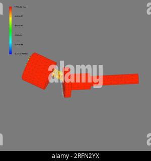 FEM-Analyse von Gelenken und Axel, Aufhängungskomponente, Finite-Elemente-Analyse Stockfoto