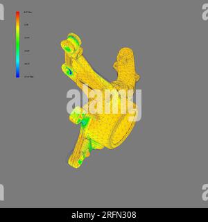 FEM-Analyse Hinterradaufhängung Achsschenkel, Aufhängungskomponente, Finite-Elemente-Analyse Stockfoto