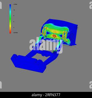 FEM-Analyse, Finite-Elemente-Methodenanalyse, mechanische Montage, Belastungstest Stockfoto