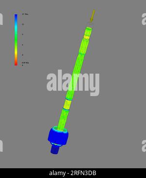 FEM-Analyse, Finite-Elemente-Analyse, Achse mit Lager, Belastungstest Stockfoto