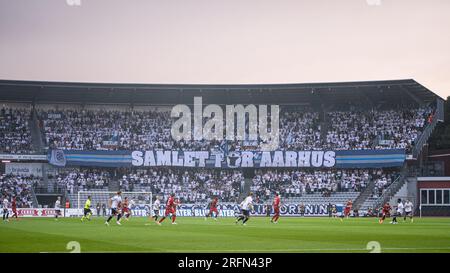 Aarhus, Dänemark. 03. Aug. 2023. Das Stadion Ceres Park, das während des Qualifikationsspiels der UEFA Conference League zwischen Aarhus GF und Club Brügge in Aarhus gesehen wurde. (Foto: Gonzales Photo/Alamy Live News Stockfoto