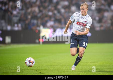 Aarhus, Dänemark. 03. Aug. 2023. Tobias Bech (31) von Aarhus GF während des Qualifikationsspiels der UEFA Conference League zwischen Aarhus GF und Club Brügge im Ceres Park in Aarhus gesehen. (Foto: Gonzales Photo/Alamy Live News Stockfoto