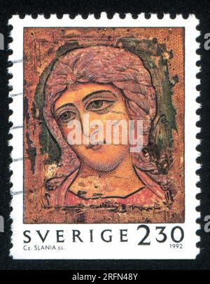 SCHWEDEN - CIRCA 1992: Von Schweden gedruckter Stempel zeigt Archangel Gabriel, circa 1992 Stockfoto