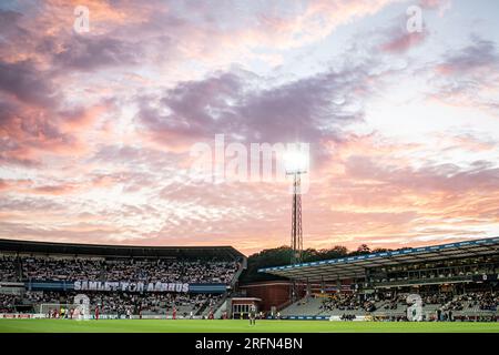 Aarhus, Dänemark. 03. Aug. 2023. Das Stadion Ceres Park, das während des Qualifikationsspiels der UEFA Conference League zwischen Aarhus GF und Club Brügge in Aarhus gesehen wurde. (Foto: Gonzales Photo/Alamy Live News Stockfoto