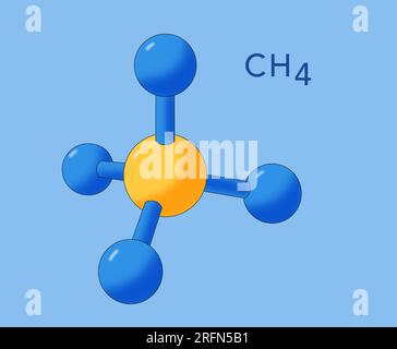 Darstellung des Moleküls CH4 oder Methan. Stockfoto