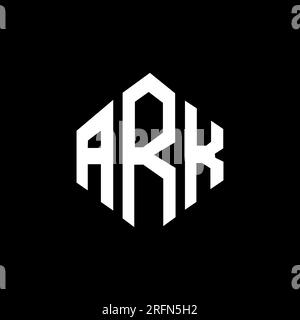 ARK-Logo in Polygonform. ARK-Polygon- und würfelförmiges Logo. ARK sechseckige Vektor-Logo-Vorlage in Weiß und Schwarz. ARK monogr Stock Vektor