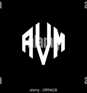 AVM-Logo in Polygonform. AVM-Polygon- und würfelförmiges Logo. AVM sechseckige Vektor-Logo-Vorlage in Weiß und Schwarz. AVM Monogr Stock Vektor