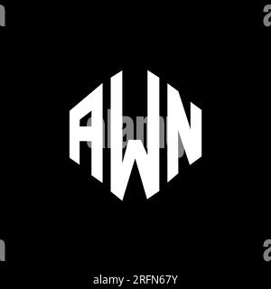 Logo mit AWN-Buchstaben und Polygonform. AWN-Polygon- und würfelförmiges Logo. AWN sechseckige Vektor-Logo-Vorlage in Weiß und Schwarz. AWN Monogr Stock Vektor