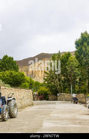 Landschaft des Dorfes Ghami im oberen Mustang von Nepal Stockfoto