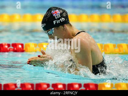 Die britische Bethany Firth gewinnt Gold im Individual Medley SM14 Final 200m für Frauen an Tag fünf der Para Swimming World Championships 2023 im Manchester Aquatics Centre, Manchester. Foto: Freitag, 4. August 2023. Stockfoto