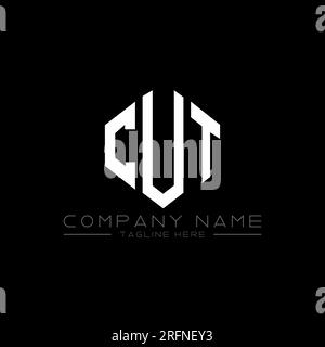 GESCHLIFFENES Logo in Polygonform. POLYGON- und würfelförmiges Logo-Design. SCHNEIDEN Sie die sechseckige Vektor-Logo-Vorlage in den Farben Weiß und Schwarz aus. MONOGR SCHNEIDEN Stock Vektor