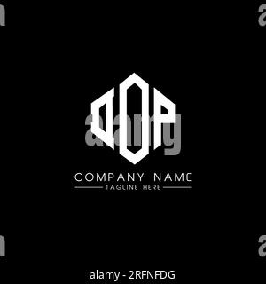 Logo mit DOP-Buchstaben und Polygonform. DOP-Polygon- und würfelförmiges Logo. Sechseckige DOP-Vektor-Logo-Vorlage in Weiß und Schwarz. DOP Monogr Stock Vektor