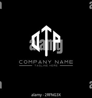 DTP-Logo in Polygonform. DTP-Polygon- und würfelförmiges Logo. Sechseckige DTP-Vektor-Logo-Vorlage in Weiß und Schwarz. DTP Monogr Stock Vektor