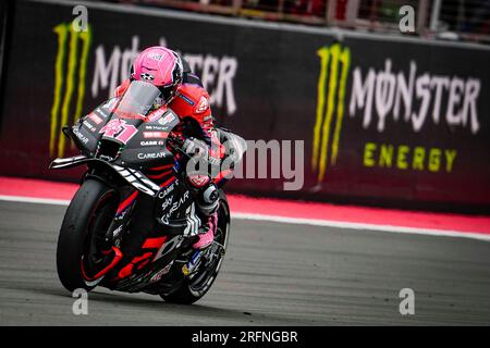 Silverstone, Großbritannien. 04. Aug. 2023. Kostenloses Training vor dem MotoGP Monster Energy Grand Prix auf dem Silverstone Circuit. 04. August 2023 in Bild: Aleix Espargaro Entrenamientos libres previos al Gran Premio Monster Energy de MotoGP de Gran Bretaña en el Circuito de Silverstone, 04 de Agosto de 2023 POOL/ MotoGP.com/Cordon Pressebilder dienen ausschließlich redaktionellen Zwecken. Erforderlicher Kredit: © motogp.com Kredit: CORDON PRESS/Alamy Live News Stockfoto