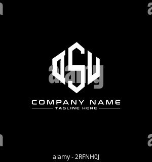 DSU-Logo in Polygonform. DSU-Polygon- und würfelförmiges Logo. DSU sechseckige Vektor-Logo-Vorlage in Weiß und Schwarz. DSU Monogr Stock Vektor